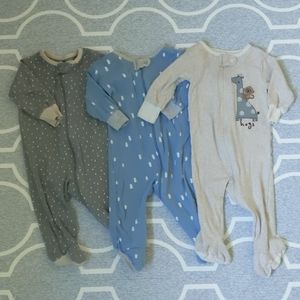 👶Lot of 3 lightweight Zipper footies